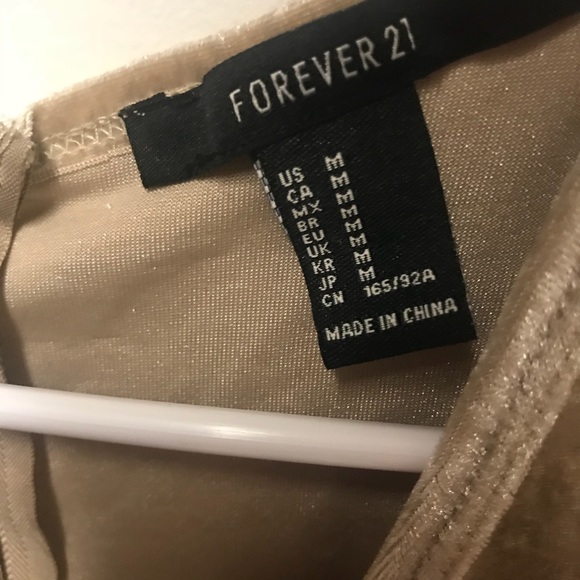 Worn once golden velvet dress w/ open shoulders - Picture 2 of 3